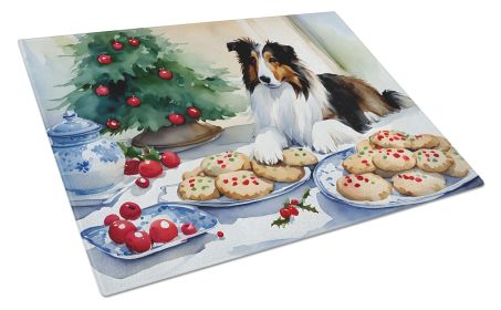 NEW Sheltie Christmas Cookies Glass Cutting Board Decorative Tempered Glass Kitchen Cutting and Serving Board Large Size Chopping Board