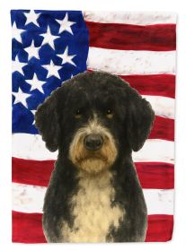 Black and White Portuguese Water Dog American Flag Garden Flag Mailbox Decorative Yard Banner Outside Patio Artwork for Flower Beds, Garden Size