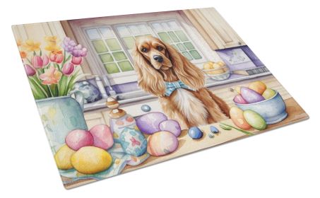 NEW Decorating Easter Cocker Spaniel Glass Cutting Board Decorative Tempered Glass Kitchen Cutting and Serving Board Large Size Chopping Board (Default: Default)