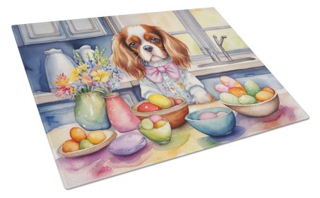 NEW Decorating Easter Cavalier Spaniel Glass Cutting Board Decorative Tempered Glass Kitchen Cutting and Serving Board Large Size Chopping Board (Default: Default)
